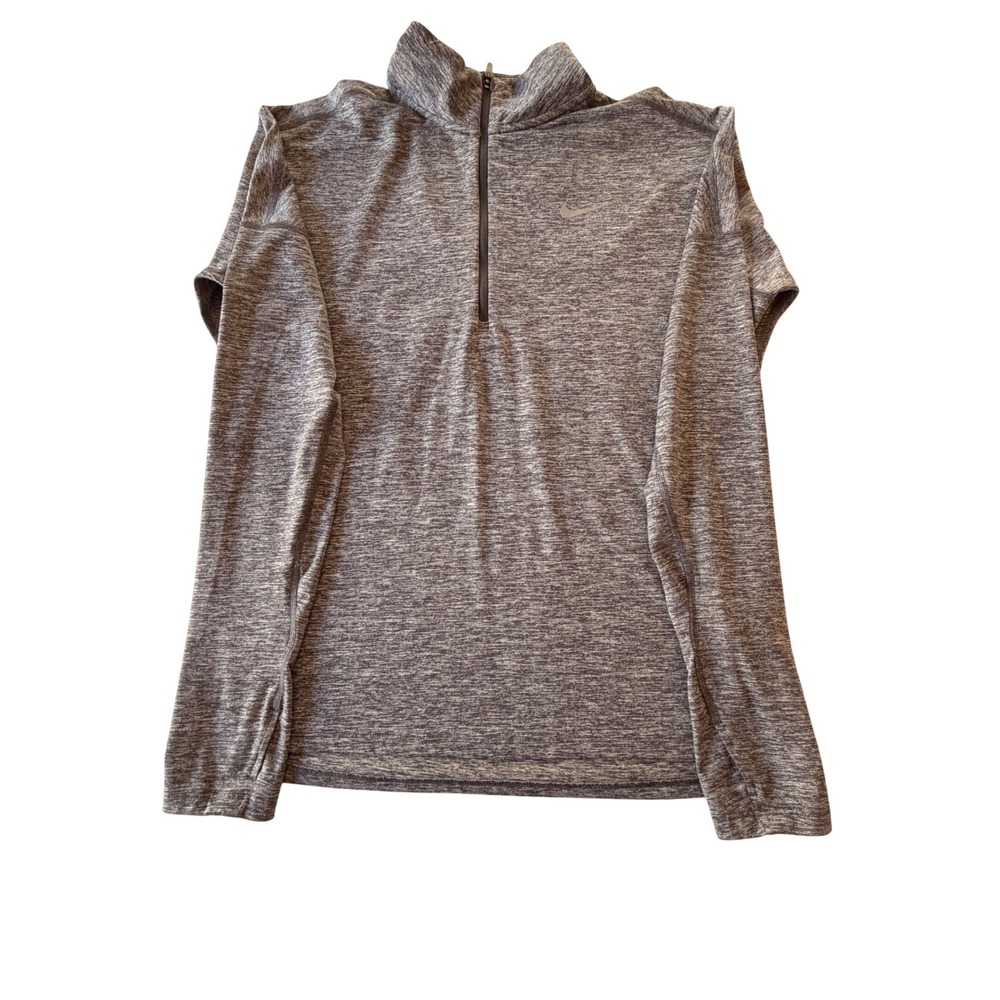 Nike Dri-FIT Running 1/4 Zip Pullover Small Gray Heather Thumbholes‎ 855517-021